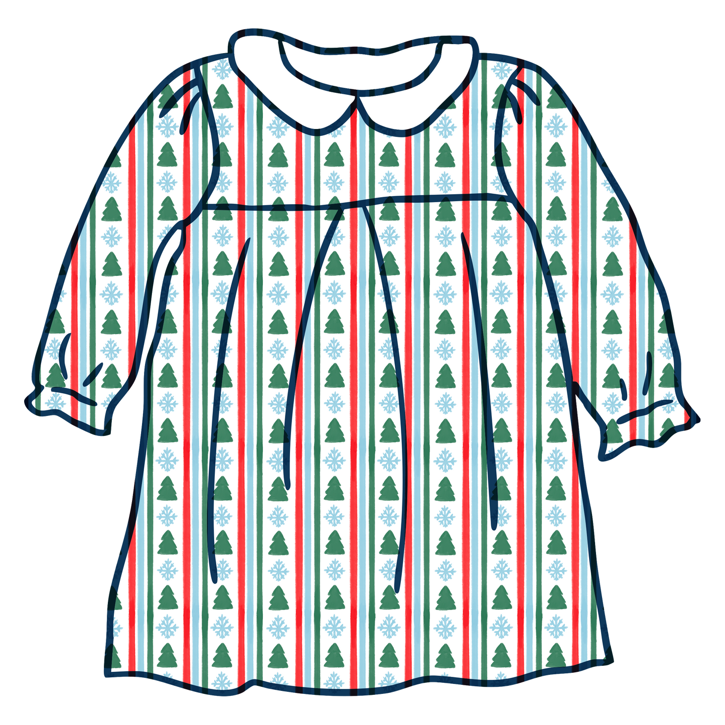 *Preorder* Bella Dress - Winter Stripes